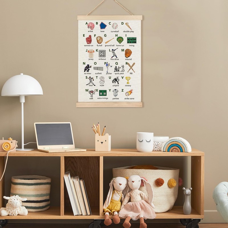 RYYCDOI Baseball Alphabet Nursery Wall Decor, Baseball Alphabet Learning Wall