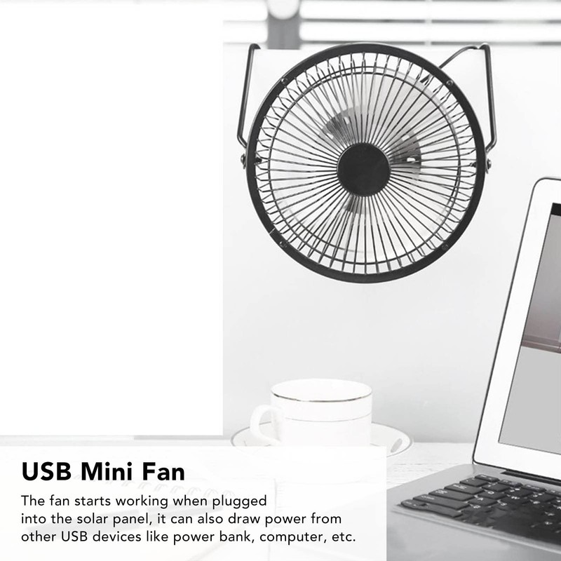 Natudeco USB-Solar-Ventilator, Solarbetriebener Lüfter, Tragbarer Mini-Ventilator Mit Photovoltaik-Solarpanel Für Camping,