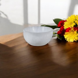 LANDSTER Selenite Crystal Bowl Jewellery Bowl Charging Bowl Crystal Decorative Bowl Healing Gemstone Cleaning Bowl Gemstone Gift Decoration Home Decor 14 cm Diameter