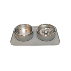 Trot Pets Premium Dog Bowls | Stainless Steel Bowl Set for Small, Medium, or Large Dogs | Non-Slip Food and & Water Slow Feeder | Durable, BPA-Free, Anti-Skid, Dishwasher Safe (Slate, Small)