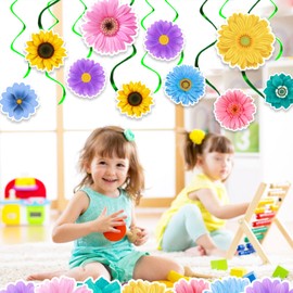 48PCS Autumm Sunflower Birthday Party Decorations, Hanging Swirl Sunflower Baby Shower Decorations, Sunflower Party Decorations Themed Party for Classroom Home Office Bedroom Wedding, Hanging Swirls