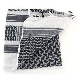 Mens Protective SAS Army Military Desert Tactical Neck Head Wrap Combat Sun Hat Scarf Shemagh Green, White, Blue, Black, Red, Sand (White/Black)