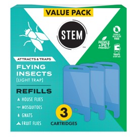 STEM Insect Light Trap Refill Cartridges, Indoor Fruit Fly Trap, Insecticide-Free Pest Control for Home, Attracts and Traps Flying Insects, Official STEM Refills - 3 Count