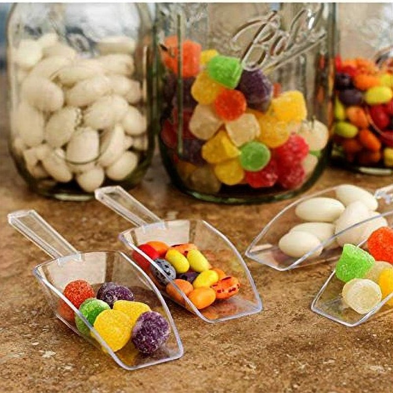 6 Pcs Clear Plastic Angled Serving Bowls and Scoops, 3