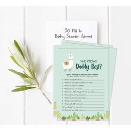 Inkdotpot Llama Gender Neutral Who Knows Daddy Best Baby Shower Game Cards Fun Activity Cards Set Of 50 Party Theme
