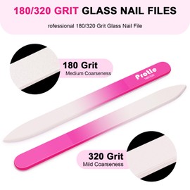 Protle Glass Nail Files for Natural Nails,3Pack Double Sided 180/320 Crystal Nail Filer with Case,Professional Fingernail Files for Women Girls Gifts (Dark Color)