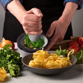 Divit Shilp Mortar and Pestle, Made of Heavy Duty Polished Hard Stone, Natural Stone Grinder For Spices, Pastes, Herbs, Seasoning etc. (Buddha)