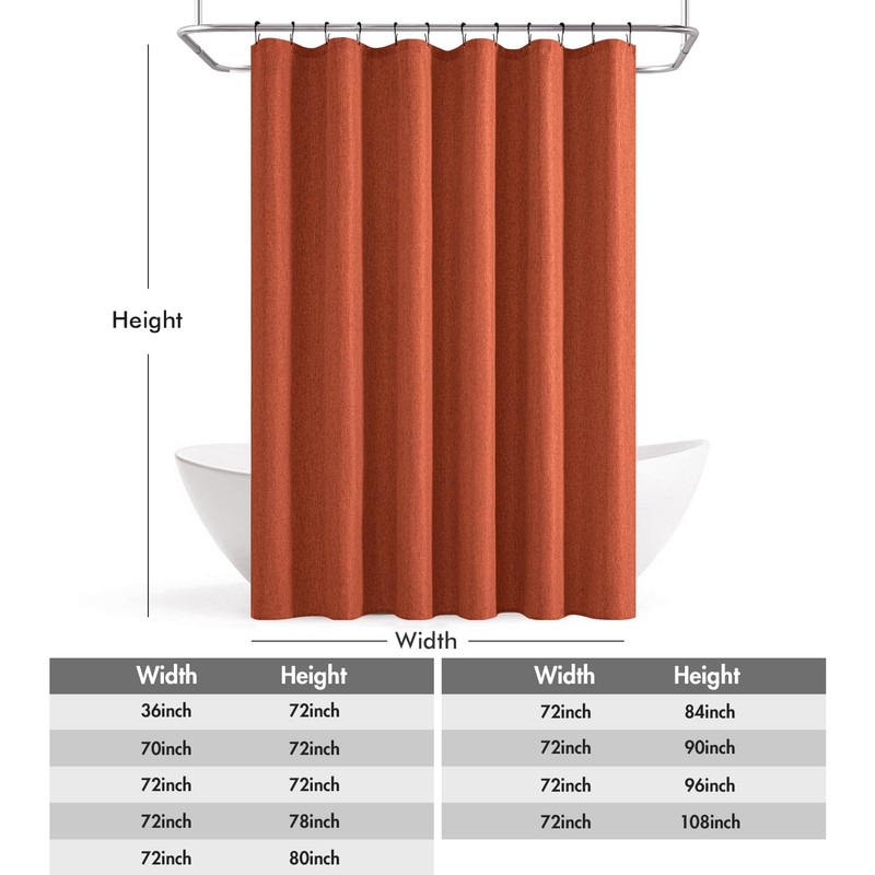 ANRODUO Fall Burnt Orange Extra Long Linen Shower Curtain, 84