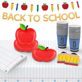 Alphatool Back to School Party Tableware Decoration Set Serves 24 Guests