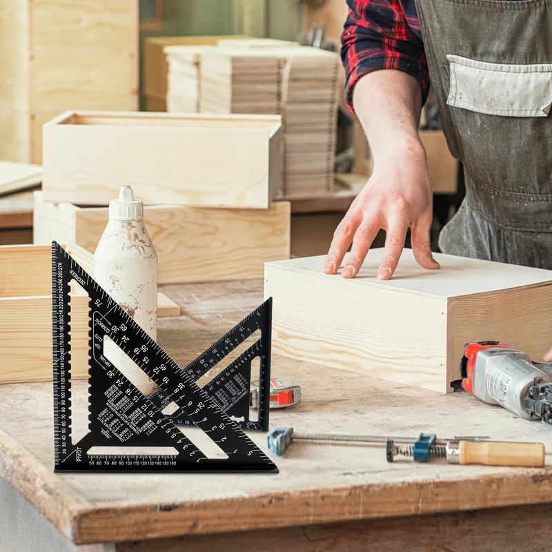 QWORK® Rafter Square Metric Speed Square 12 inch & 7