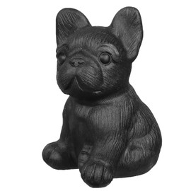 mookaitedecor Natural Obsidian Crystal French Bulldog Statue, Hand Carved Animals Figurine Ornament, Black Dog Sculpture Decor