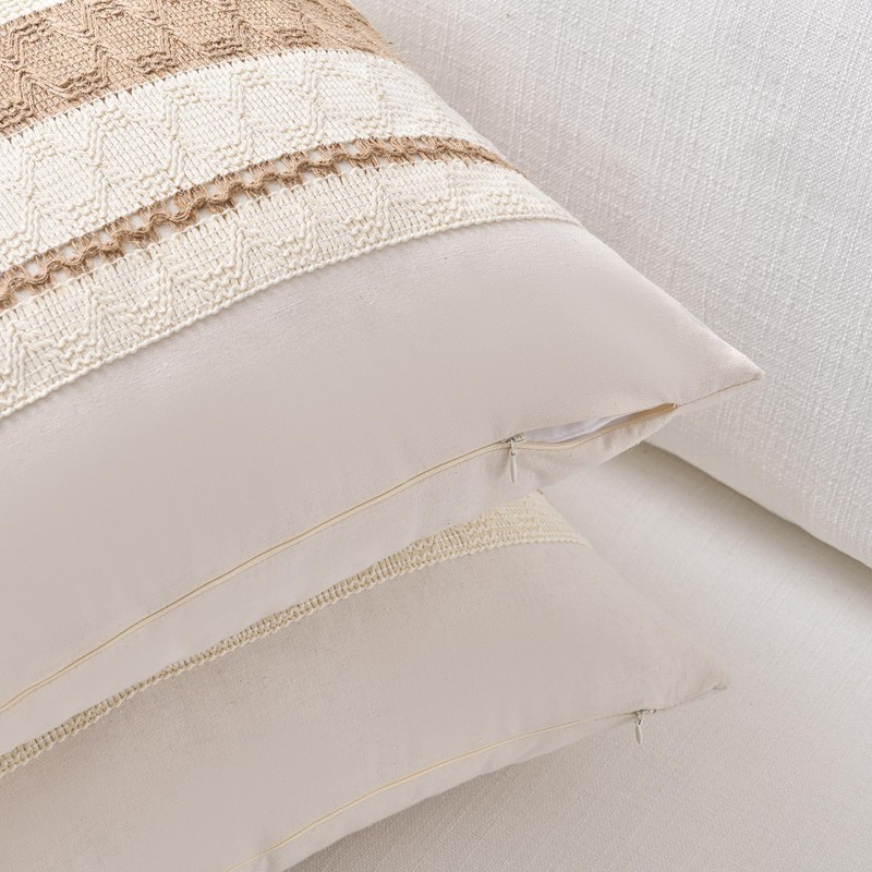 Fancy Homi Set of 2 Boho Neutral Decorative Throw Pillow