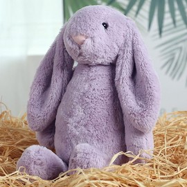 GUUZOGG 15 Inch Easter Bunny Plush Stuffed Animal Pillow | Ultra-Soft Easter Basket Stuffer for Kids, Baby Nursery Decor Gift | Hypoallergenic & Machine Washable (Purple Rabbit)
