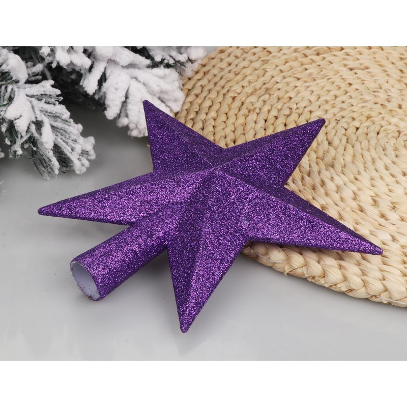 YYCRAFT Glitter Star Tree Topper Christmas Decoration-8 Inch,Purple