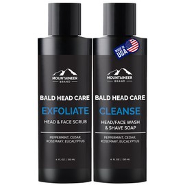 Mountaineer Brand Bald Head Exfoliator & Shampoo (Cleanse) | Fresh & Natural Scent | Bald Head Care for Men | Made in WV | Exfoliating Scalp Scrub | Hydrating Soap & Wash | 4oz