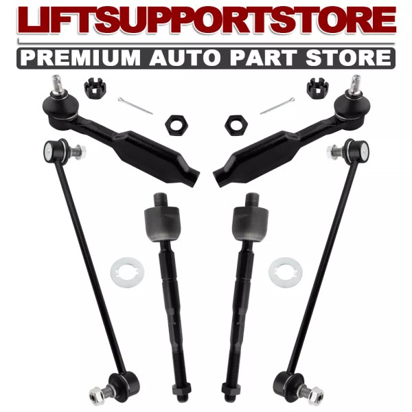 BOXI 6PCS Front Inner Outer Tie Rod + Sway Bars