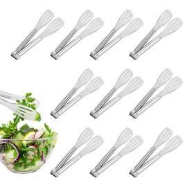 JINTANG 10 pcs Serving Tongs Buffet,7 Inch Food Kitchen Tongs Frying Tong,Stainless Steel Salad Tongs for Wedding Birthday Party Candy Bar