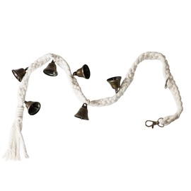 CHYODECOR Dog Door Bell to Go Outside Puppy Door Bells for Potty Training Adjustable Puppy Doorbell, Outdoor or Indoor Dog Bells for Large and Small Dogs Handmade Boho Dog Bell Beige (Bronze Bell)