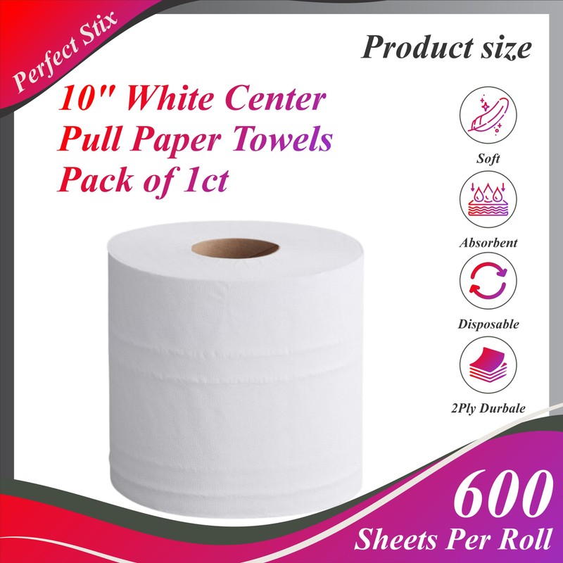 Perfect Stix 10" White Center Pull Paper Towels- Pack of