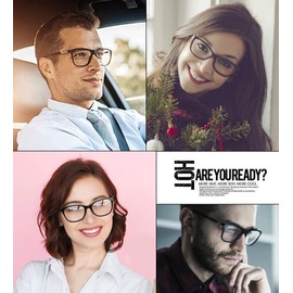 ALWAYSUV Fashion Classic Vintage TR90 Frame Glasses Full Format Clear Lens Rectangular Nerd Glasses for Women / Men, black
