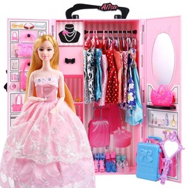 UCanaan 11.5 inch girls dolls and wardrobe set with clothes and accessories, including fashion dolls, dresses and many other accessories, perfect gift for girls Christmas birthday!:_Pink
