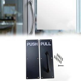 Fenteer Stainless Steel Door Handles Heavy Duty Sturdy Wear Resistant Door Pull Push Plates Pull Push Handles for Restaurants Home, Push Pull Black