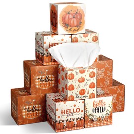 Bencailor 12 Pack Fall Pumpkin Facial Tissues Bulk,Orange,Hello Pumpkin