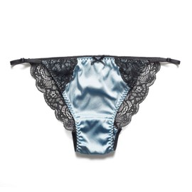 SilRiver Bragas de satén de seda para mujer, ropa interior brillante, Azul (Air Blue), S-M