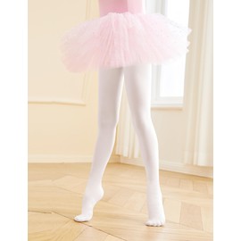 LingTing - Mallas de ballet para niñas ultra suaves y profesionales, medias de transición convertibles (bebé/niño pequeño/niño grande), 1 Ballet Pink-1 White, 6-8 Años