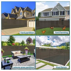 Coarbor Iron Poles Privacy Fence 6'H x 12'W Metal Fence Covering Privacy Fence Screen with Zipties and Base Anchor for Outside Garden Backyard Dog Kennel Chicken Pool, Brown