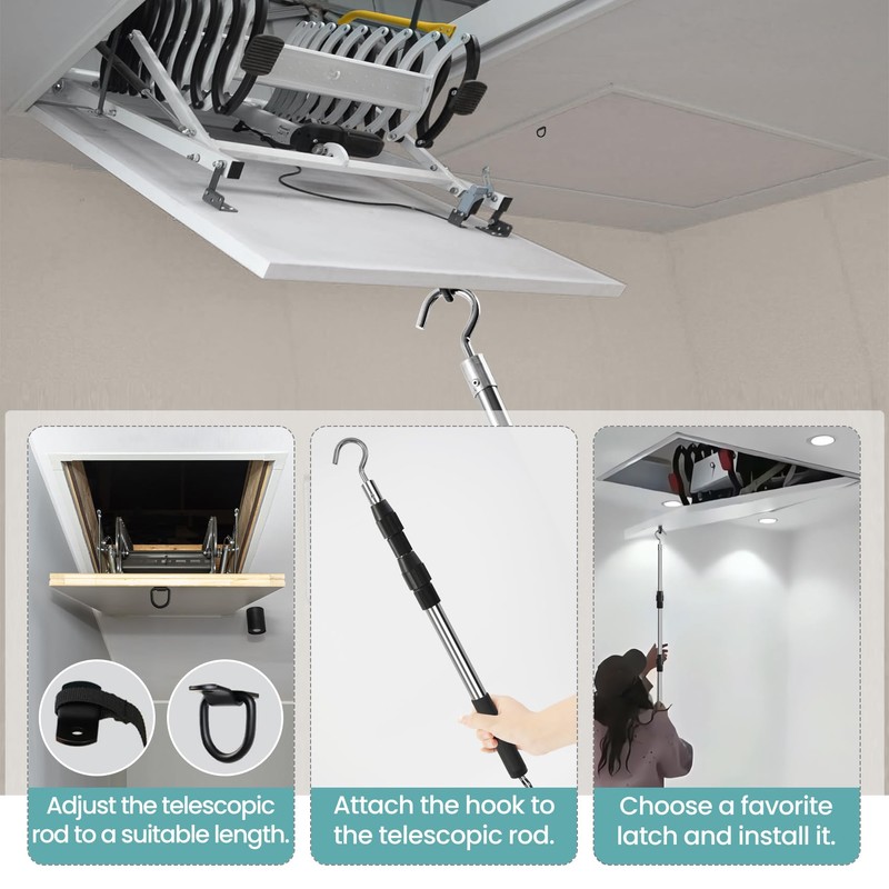Attic Pull Down Hook, Extendable Attic Pull Rod, Attic Ladder