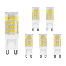 DA DANG JIA LED G9 Lamp 3.5W, 350lumen, AC120V, Daylight 6500K, Non-dimmable, 40Watt T4 G9 Halogen Equivalent, Chandelier Lighting G9 Bi-pin Base 6-Pack