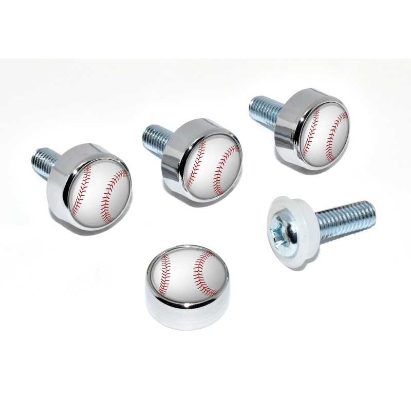 Elektroplate Baseball Chrome Plated Sports License Plate Screw Cap Covers