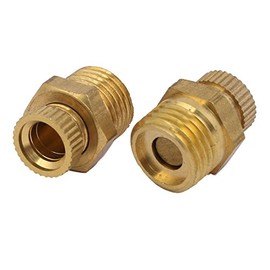 sourcing map Compressor 1/4 PT Male Thread Metal Water Drain Valve Gold Tone DE de Pack of 2
