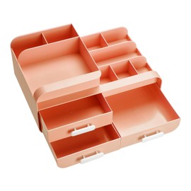 BTGGG Makeup Organiser Cosmetics Storage with Drawers Multifuctional Skincare Organiser for Vanity Make-up Storage Box for Dressing Table Bedroom Bathroom, Orange Pink