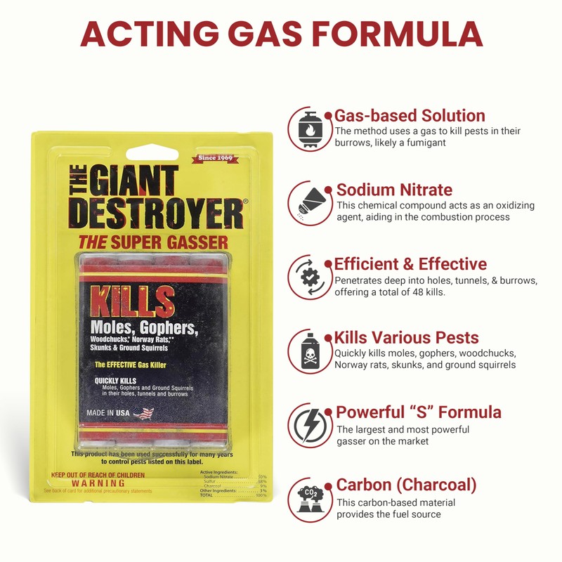 Giant Destroyer Smoke Bomb Gasser – Rodent & for Gophers,