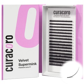 Curacoro Super Mink Bottom Lash Extension, Multi Selections from 0.07 to 0.1, J Curl, 5-8mm Length Mixed Tray Silk Eyelashes, Matte Black Finish, Natural Looking Individual Eyelash Extensions