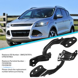 XUKEY 2pcs Hood Hinge Set Compatible with Ford Focus 2012-2018,Ford Escape 2013-2016,Lincoln MKC 2015-2017 Front Left/Right Driver and Passenger Side FO1236152, FO1236153, BM5Z16797A, CP9Z16796A