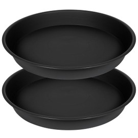 Angde 2 Pack of Plant Saucer 14 inch, Plastic Plant Saucers 14" Round, Flower Trays for Indoors Outdoor, Plant Drip Trays for Pots, Plant Water Tray for Planter 13-15" (14", Black)