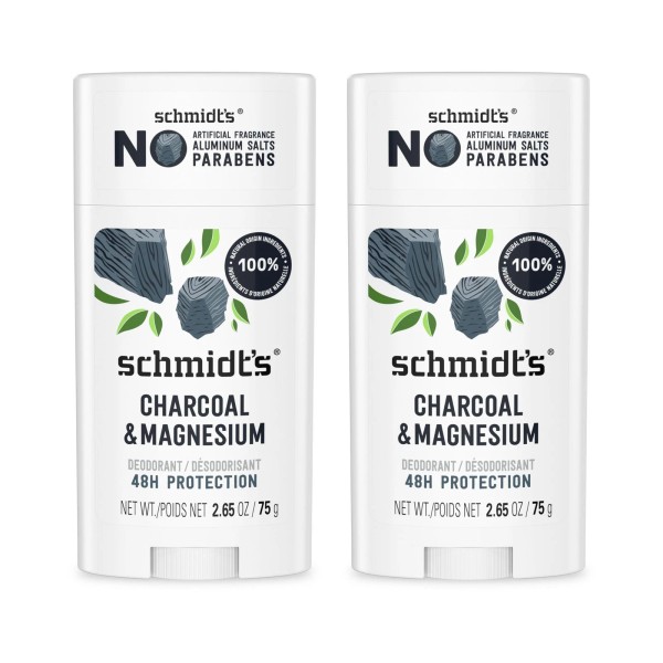 Schmidt's Aluminum-Free Vegan Deodorant Charcoal & Magnesium with 48 Hour