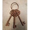 3 Victorian Keys on Keyring Skeleton Church Key rustic brown