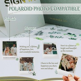 4 in 1 Wedding Guest Book with Cover Linen to Add Polaroid Photos - Perfect for Wedding Receptions, Baby Showers, Wedding Sign in and Birthdays| 1 Guest Book| 1 Pen| 1 Sign Card| 3 Stickers