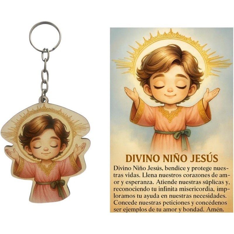 Recuerdos Divino Niño Jesús – 20 Llaveros MDF con Tarjeta
