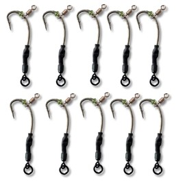 EUROKAN TACKLE 10x Ronnie Rigs Ready Tied – Korda Hooks – Carp Fishing Spinner Rigs UK Made (10 x Mini Swivel, Size 6 Barbelss (Medium))