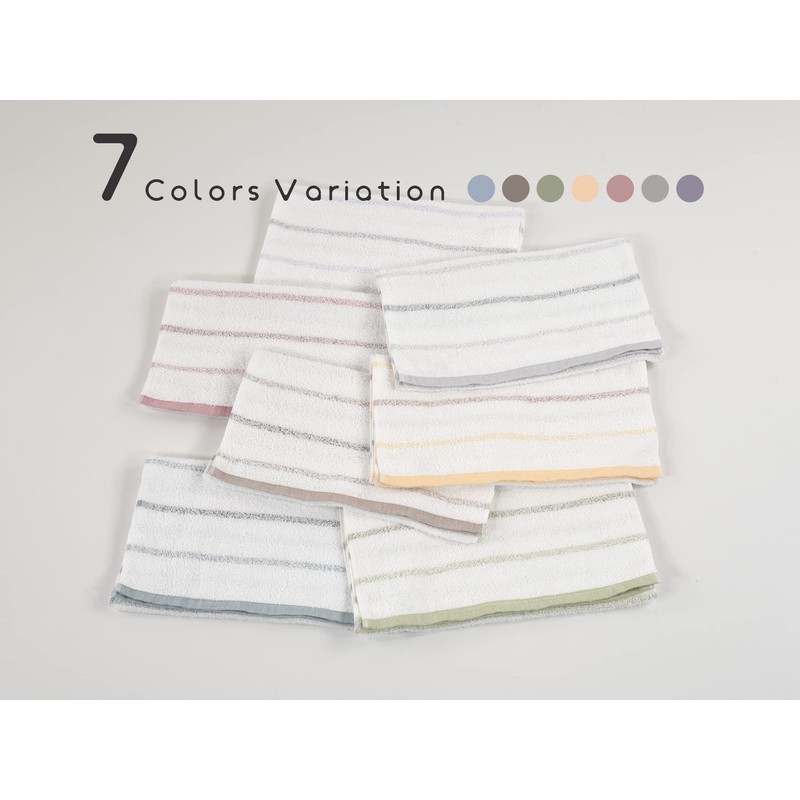 Kosugizen Senshu Towel Face Towel, Weekly Border, 13.4 x 31.5