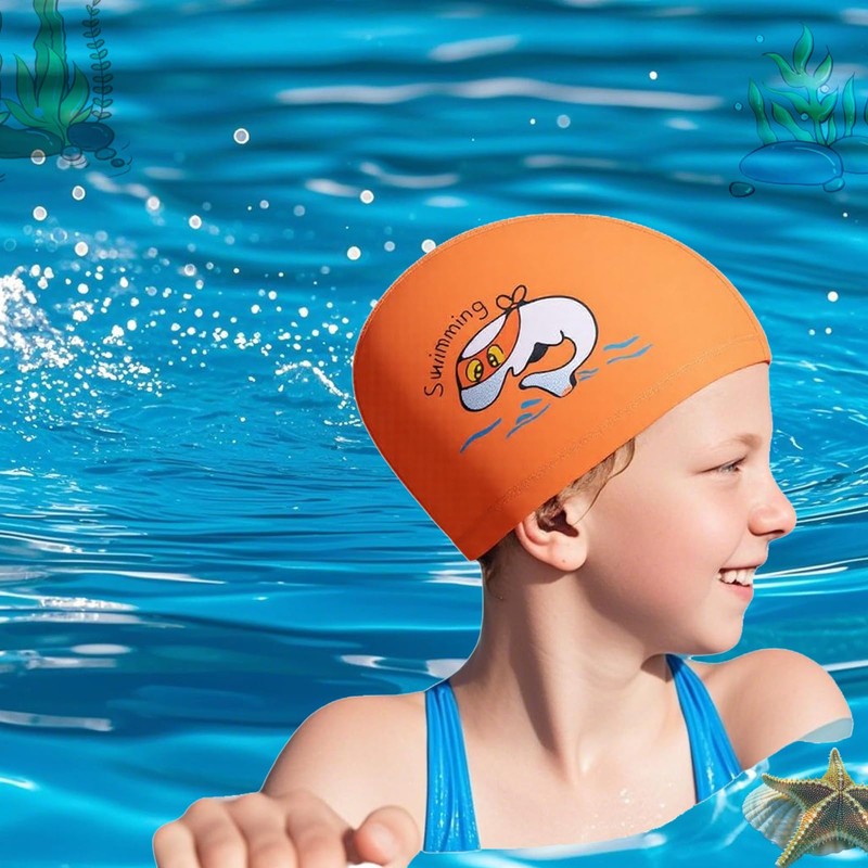 PD Kids Swimming Cap – Cartoon PU Swim Cap for