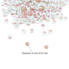 SaktopDeco Bulk White Loose Sequins 6 mm Round Cupped Iridescent Sequins Spangles for Crafts DIY Sewing Embroidery Applique, About 3800 Pieces (White)