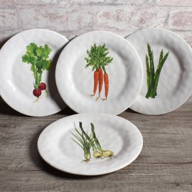 Bamboo Table Veggies 8-1/4" Appetizer Plates, Set of 4, Made of Eco-Friendly Bamboo Composite