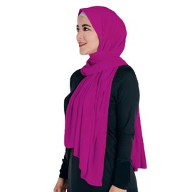 Lina & Lily Modal Jersey Stretch Hijab Head Scarf Wrap for Women Muslim All Seasons (Fuchsia)
