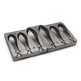 Dimatteo Sinker Mold with 3 Cavities and 16, 20, 30-Ounce Fishing Sinkers and Weights, Alloy Steel, Single-piece, Rigid Mold